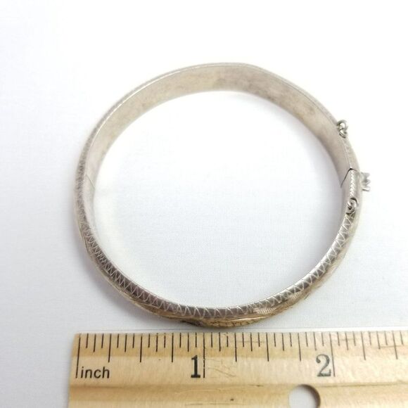 Vintage Sterling Silver Hinged Bangle Bracelet, AS IS, Signed ND, Estate - Picture 7 of 8